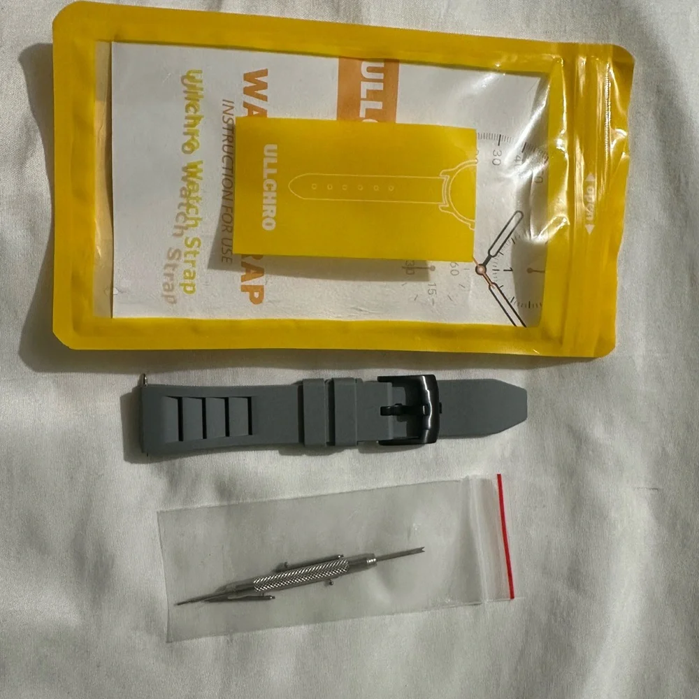 Gray Silicone Watch Strap with Silver Buckle
